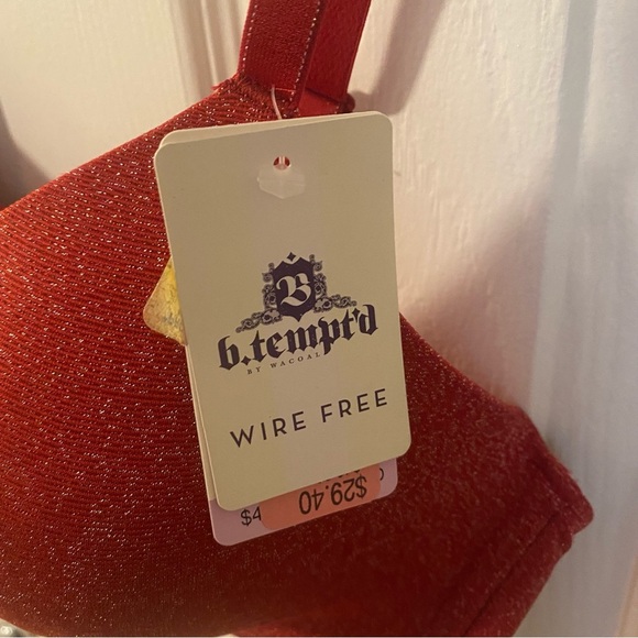 Btemptd womens red glitter wire free tshirt bra size 34d - Picture 3 of 4